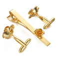 thumbnail image 7 of Yoursfs Gold Rose Cuff Links and Tie Clips Set for Men Cufflinks Business Wedding Jewelry, 7 of 7