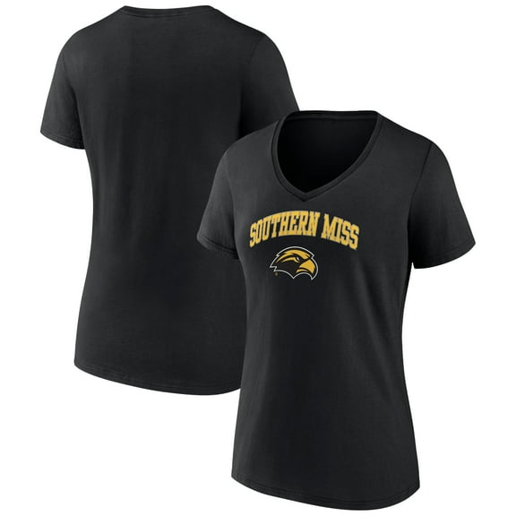 Women's Black Southern Miss Golden Eagles Campus V-Neck T-Shirt