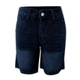thumbnail image 5 of SONXAHE Women's High Waist Denim Shorts Raw Hem Street Daily Knee Length Jorts, 5 of 5