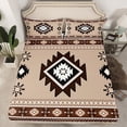 thumbnail image 2 of jejeloiu Vintage Aztec Rhombus Bed Sheets,Boho Tribal Geometric King Sheets,Brown White Black Sheet Set For Kids,Luxury Bedroom Decor,4pcs, 2 of 7