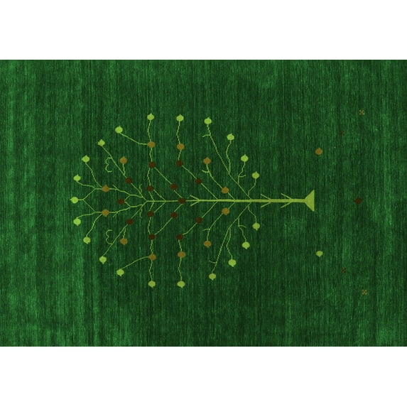 Ahgly Company Indoor Rectangle Abstract Green Contemporary Area Rugs, 3' x 5'