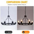 thumbnail image 4 of AFANQI Retro Wagon Wheel Chandelier 6-Lights Glass Pendant Lamp Hanging Ceiling Fixture, 4 of 14