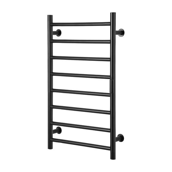 KFFKFF Wall-Mounted Towel Warmer with 8 Bars, Heated Towel Warmer Rack, IPX5 Waterproof, Timer & LED Screen, 5 Temperature Settings, Black