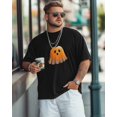 thumbnail image 3 of Men's T Shirts, Fall Orange Burqa Cartoon Ghost T-Shirt for Men Crew Neck Tees Cotton Tops, Black, L, 3 of 9
