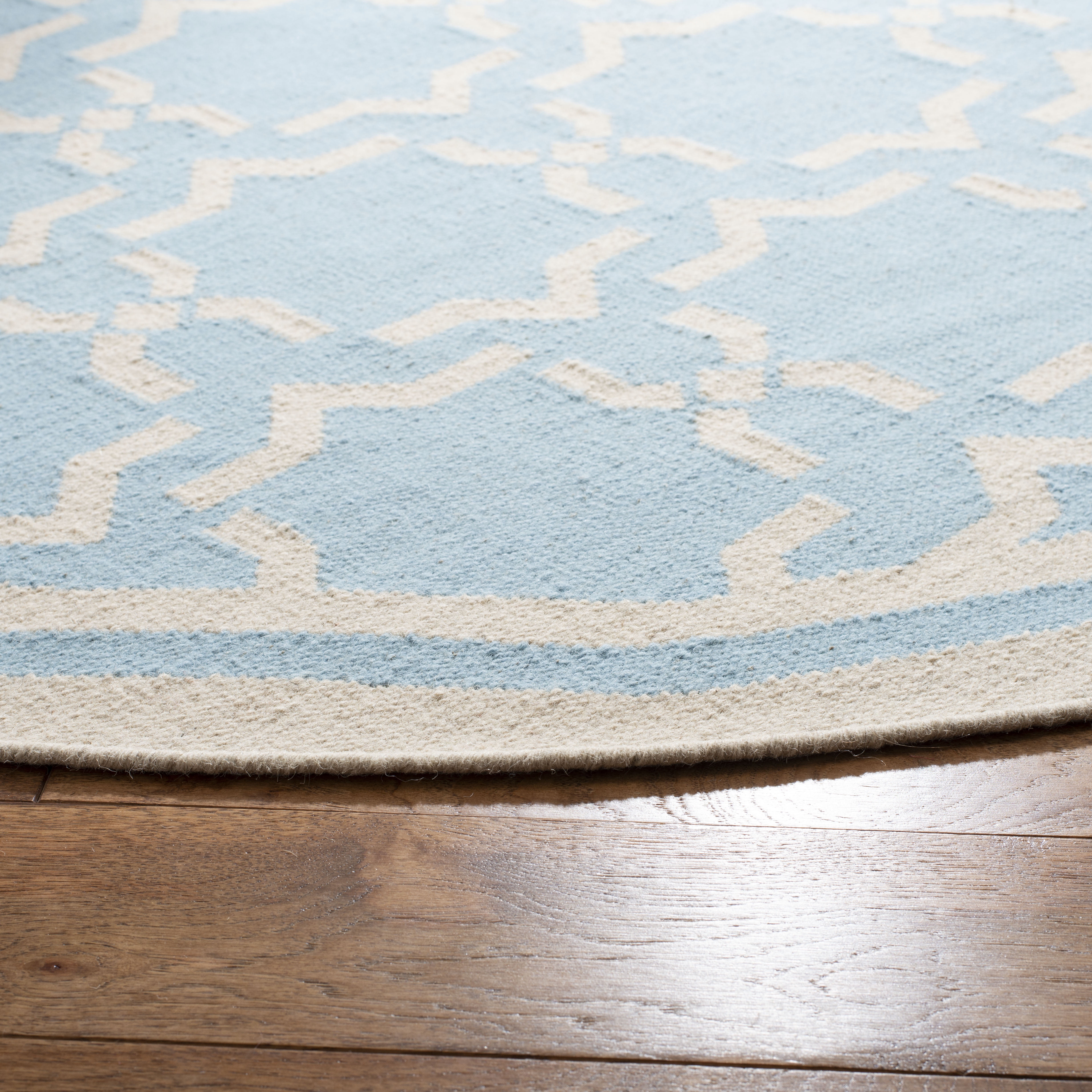 Safavieh Dhurries Myles Geometric Area Rug, Light Blue/Ivory, 8' x 8' Round