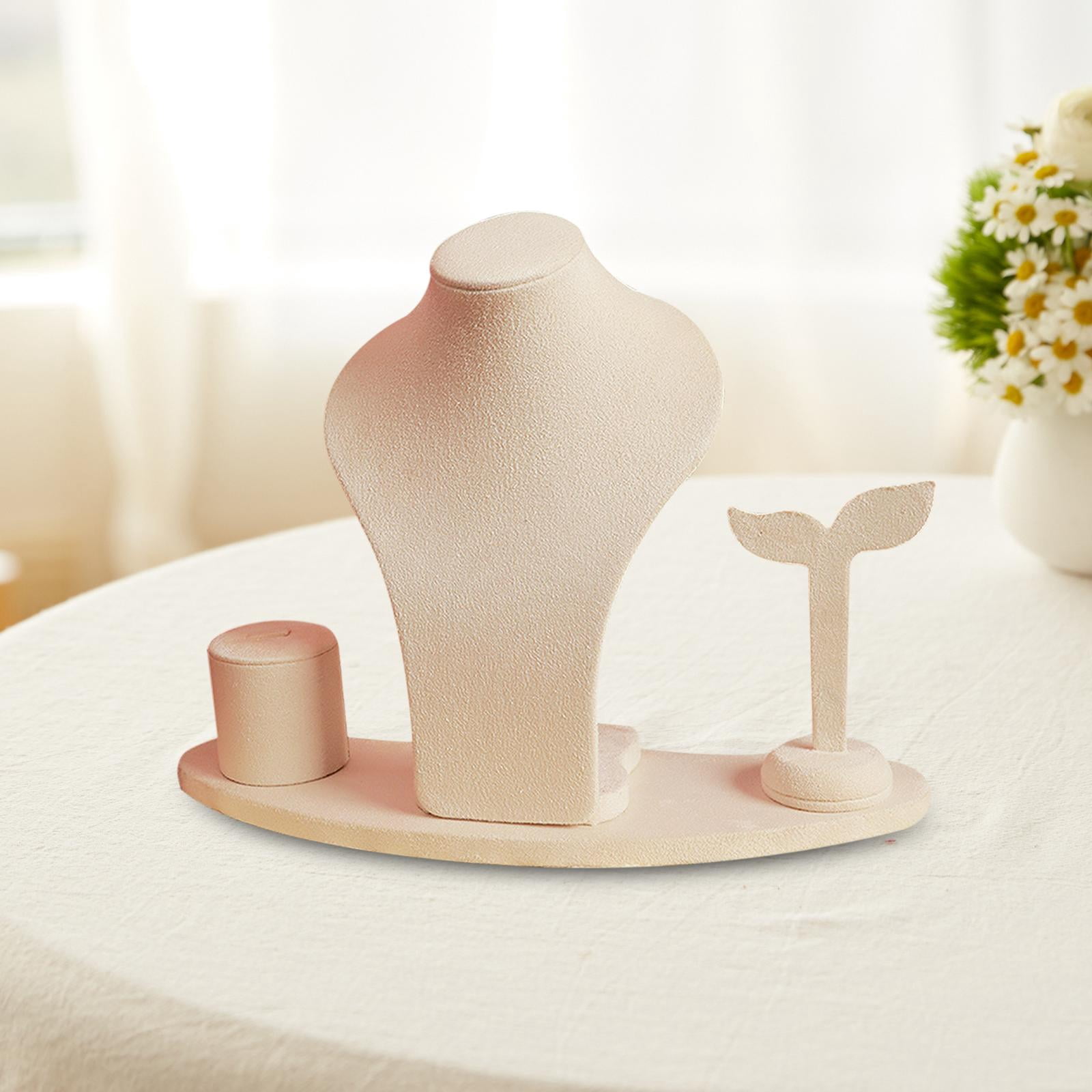 QccHieUs Necklace Display Mannequin, Ring Display Decoration Jewelry Stand for Countertop Beige