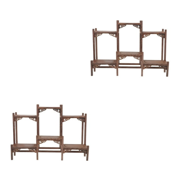 2 Count Wooden Tea Cup Holder Stand Mug Display for Mugs Figure Case -