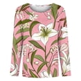 thumbnail image 5 of Trikvn Botanical Floral Long Sleeve Tops for Women Crewneck Casual Blouse Lightweight Breathable Shirts Great with Board Shorts or Beach Shorts for Summer Vacation, S-5XL, 5 of 6
