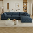 thumbnail image 2 of MAYEERTY 118.2" Cloud Sofa Blue Corduroy Fabric Deep Seat Double-Layer Design Removable Cushion No Assembly DIY Combination for Multi-Rooms, 2 of 6
