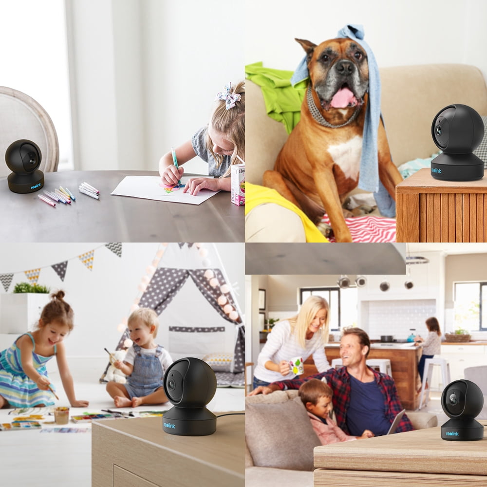 Reolink E1-Black, 3MP HD Indoor Security Plug-in WiFi Camera, Baby Monitor, Person/Pet Detect, 2.4GHz WiFi, Pan Tilt, Night Vision, 2-Way Talk, Remote Access