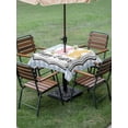 thumbnail image 3 of Outdoor Tablecloth with Umbrella Hole and Zipper, Happy Easter Square Table Cloth 54x54 Inch Waterproof Tablecloth, Cute Lovely Colorful Rabbits Silhouette Blue Plaid Picnic Table Cover for Patio, 3 of 7