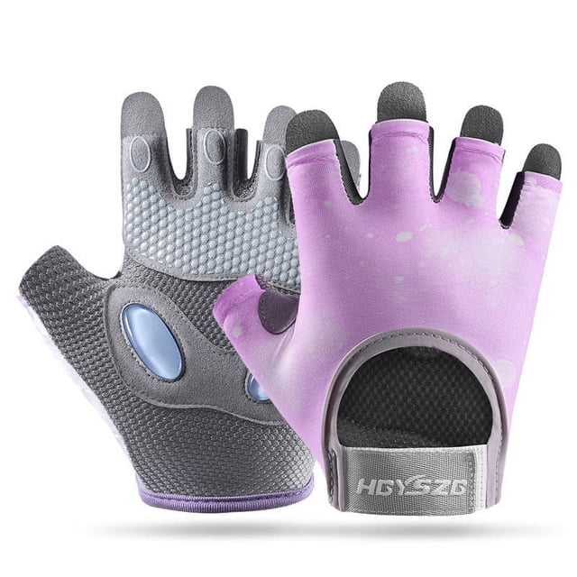 Guantes deportivos de medio dedo para fitness, para mujer, con almohadilla de palma engrosada, de silicona, con absorción de impactos, equipo de protección para la palma, guantes transpirables para