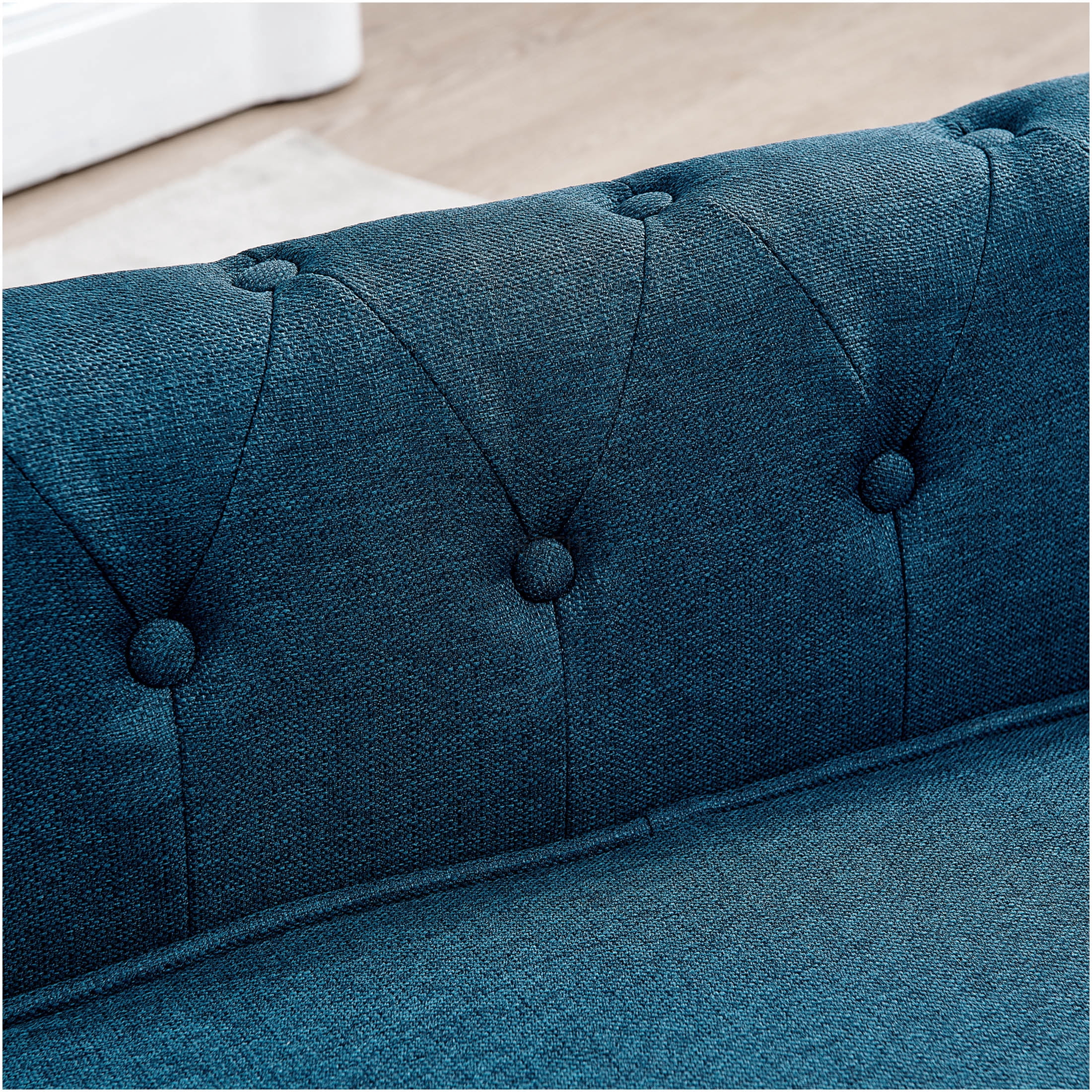 JERFIT Elevated Dog Bed for Small & Medium Dogs, Modern Pet Sofa with Foam Padding, Breathable Blue Fabric, Indoor Pet Furniture, Supports up to 100lbs