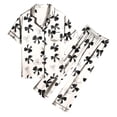 thumbnail image 2 of DAKIMOE Silk Satin Pajamas Set for Women Two-Piece Short Sleeve Shirt with Long Pajama Pant Set Soft Button Down Loungewear Nightwear Pjs Sleepwear for Women, 2 of 10