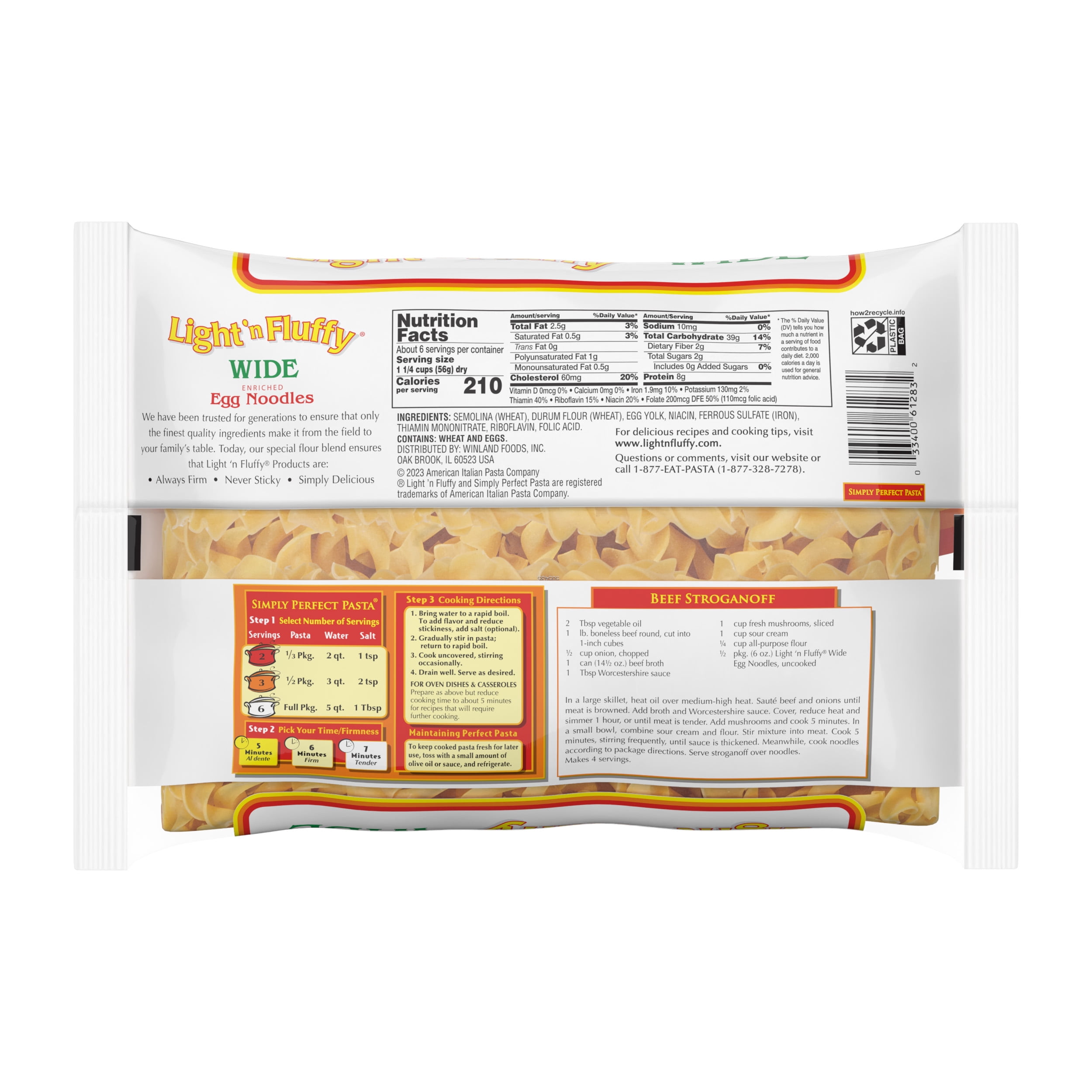 (3 pack) Light 'n Fluffy Wide Egg Noodle Pasta, 12-Pack (12 oz Each) – Perfect for Stroganoff, Casseroles & Comfort Food