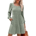 thumbnail image 2 of Sampeel Womens Square Neck Long Sleeve Fall Dresses Casual Babydoll Sweater Dress, 2 of 6