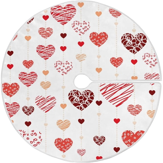 FMSHPON Valentines Hearts Wedding Xmas Christmas Tree Skirt Stand Mat for Holiday Party Decoration Indoor Outdoor 36 inches