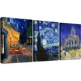 thumbnail image 1 of Lienzo decorativo de pared con Vincent Van Gogh, noche estrellada, 30 x 40 cm x 3, 1 of 9