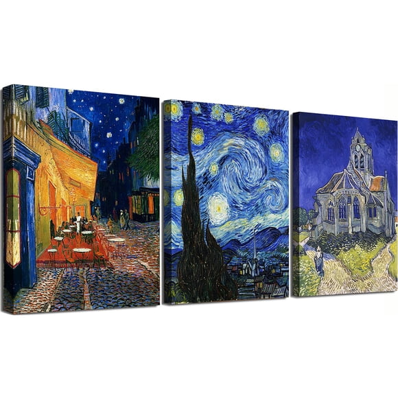 Lienzo decorativo de pared con Vincent Van Gogh, noche estrellada, 30 x 40 cm x 3