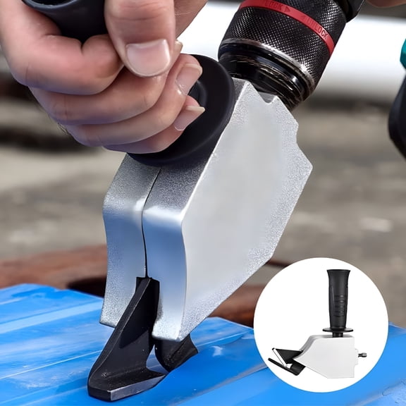 ZEPARO Drill-Attachable Metal Shears for Sheet Cutting,Ergonomic Handle DIY Tool for Iron/Aluminum/Copper,Anti-Slip Grip Cutter for Roofing/HVAC Repairs