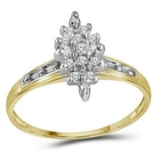 10kt Yellow Gold Womens Round Diamond Marquise-shape Cluster Ring 1/10 Cttw Fine Jewelry Ideal Gifts For Women