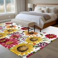 thumbnail image 5 of Area Rug 60×96in, Summer Yellow Red Chrysanthemum Floor Carpet Living Room Rug, Watercolor Pastoral Floral Non-Slip Welcome Mat Indoor Rugs for Bedroom Dining Room, 5 of 9