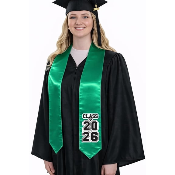 CLERKMANS Class of 2026 Graduation Stole - (Emerald Green)