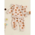 thumbnail image 3 of Musuos Toddler Boy Girl Halloween Outfit 0-3 Years Pumpkin Print Long Sleeve Sweatshirt with Elastic Waist Pants Set, 3 of 9