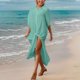 thumbnail image 1 of Trajes de baño para mujer, Trajes de baño para mujer, Traje de baño para mujer, Cárdigan bikini con solapa sólida, Vestido de playa para mujer, 1 of 9