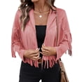 thumbnail image 2 of Chaquetas de Ante Sintético con Flecos y Forro para Mujer. Abrigos Cortos con Flecos para Mujer. Imprescindibles de Otoño 2025. Rosa L, 2 of 7