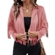 thumbnail image 2 of Chaquetas de Ante Sintético con Flecos y Forro para Mujer. Abrigos Cortos con Flecos para Mujer. Imprescindibles de Otoño 2025. Rosa M, 2 of 7