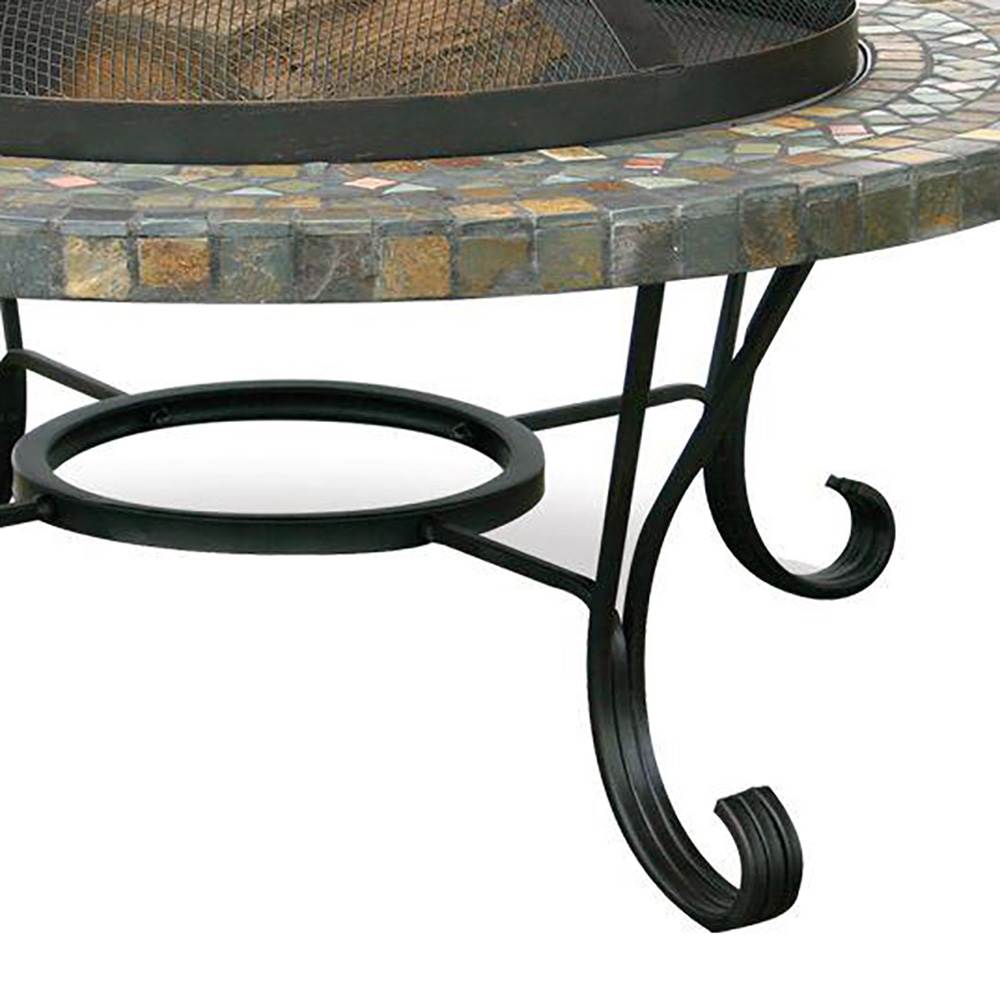 UniFlame 36" Wood Burning Slate & Copper Tile Wrought Iron Fire Pit | WAD931SP - image 4 of 5