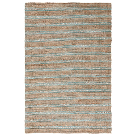 SAFAVIEH Natural Fiber Jack Striped Area Rug, Teal/Natural, 10' x 14'