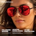 thumbnail image 4 of GRINDERPUNCH XL XXL Aviator Sunglasses for Men Big Head Oversized Polarized - Red, 4 of 8