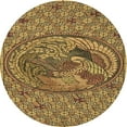 thumbnail image 1 of Ahgly Company Machine Washable Indoor Round Transitional Yellow Area Rugs, 3' Round, 1 of 7