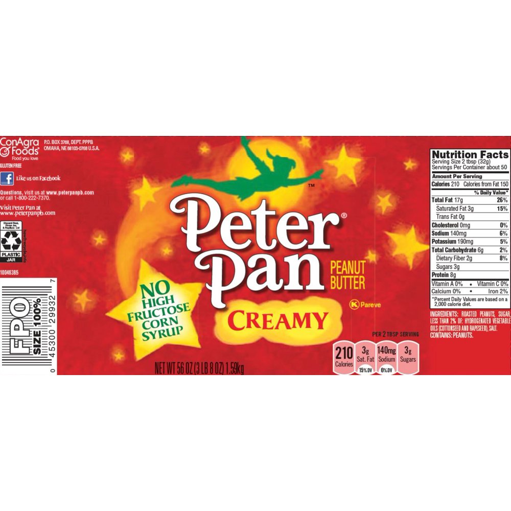 Peter Pan Original Creamy Peanut Butter Spread, 56 Oz