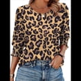 thumbnail image 1 of Blusas para Mujer, Elegantes, Informales, de 3/4 y Puños Fruncidos. Estampado de Leopardo S, 1 of 9