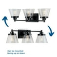 thumbnail image 4 of Hinton Collection Three-Light Matte Black Clear Seeded Glass Farmhouse Bath Vanity Light, 4 of 6