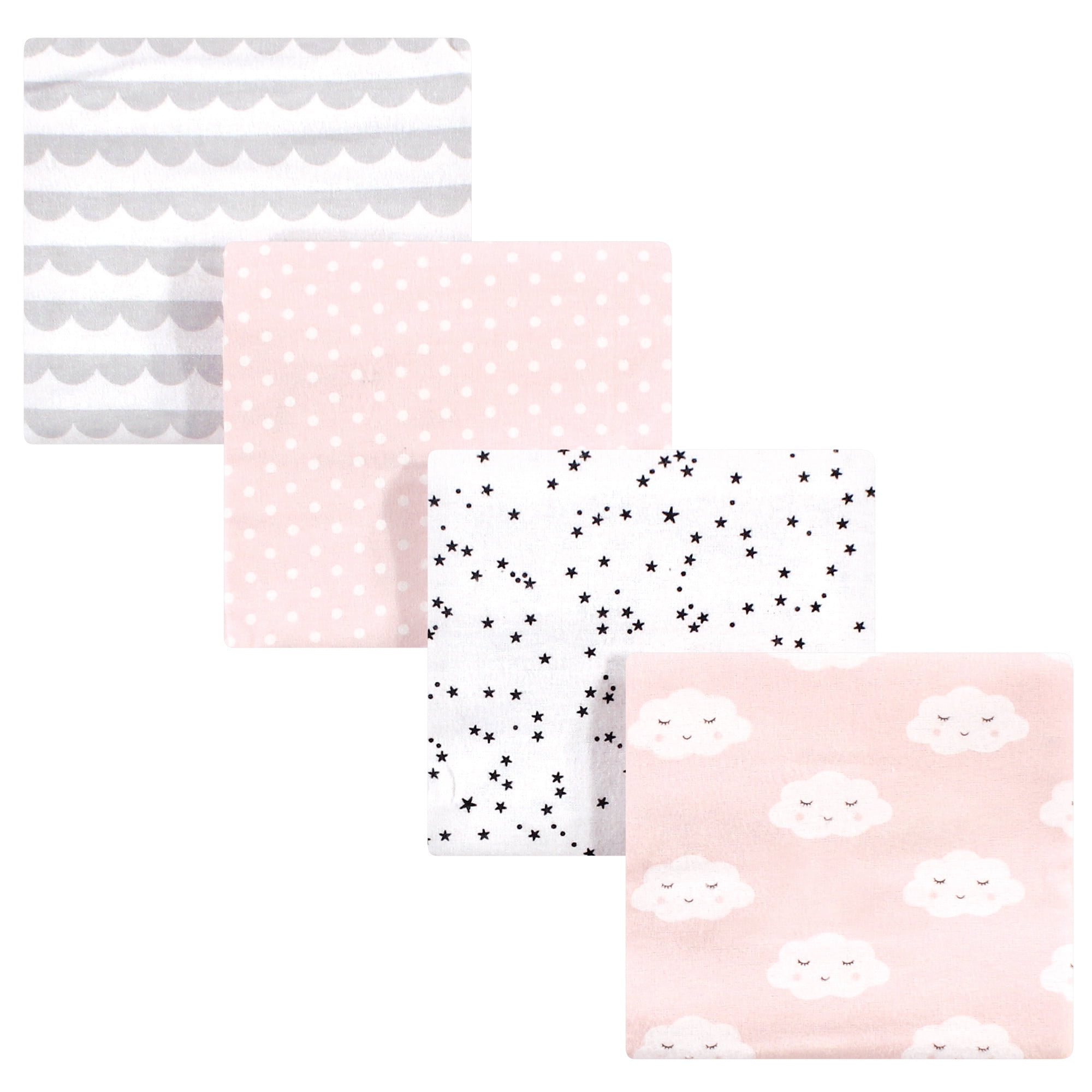 Hudson Baby Flannel Receiving Blankets 4pk, Pink Clouds, One Size
