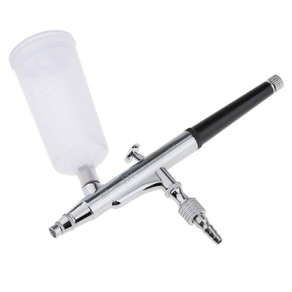Dualoai New Gravity Feed Airbrush .3mm Tip Air Brush 2/4cc Cups for Cosmetic Nail Art