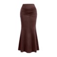 thumbnail image 2 of Junboys Women's Fishtail Midi Skirt - Sexy Flowy Bodycon Skirts for Women, Solid Color Summer Skirt for Club & Cocktail Evening,Brown S, 2 of 4