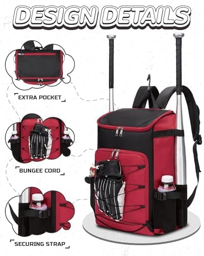 Baseball Softball Gear Bag for Boys Girls Ages 8-12 12-14 14-16 Large Kids Bat Bag Backpack with Ventilated Shoe Compartment Baseball Softball Stuff Supplies for Youth Adult
