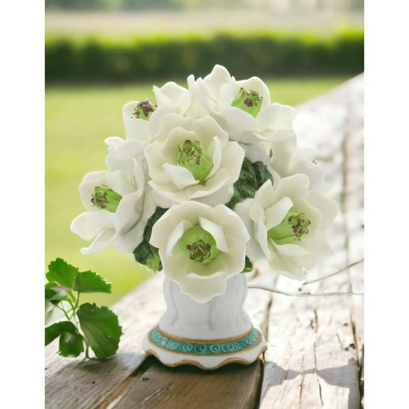 Ceramic Magnolia Flower Topiary Nightlight 6"  Mom