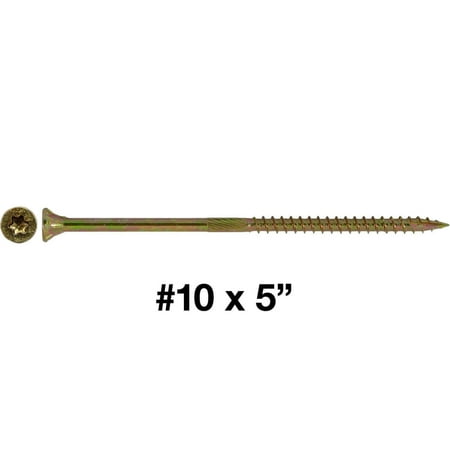 

Jake Sales Brand #10 X 5” Torx/Star Wood Screw ~ 750 Screws - Multipurpose Yellow Zinc Coated - 18 Pounds