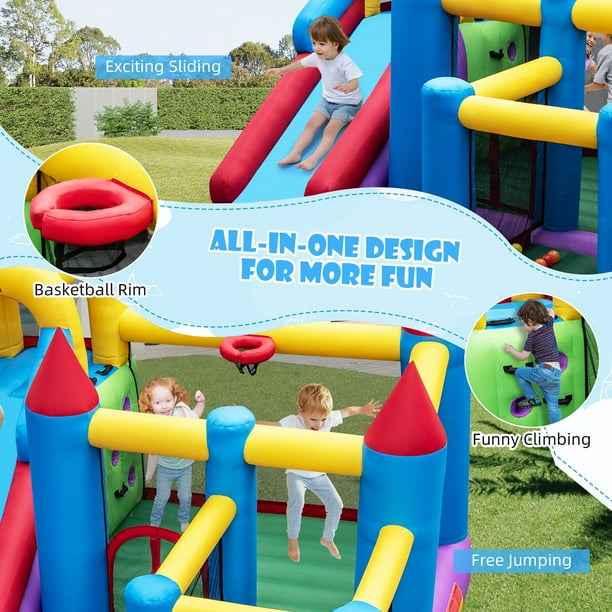 Costway 5 In 1 Inflatable Bounce Castle with Basketball Rim