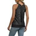thumbnail image 5 of Sequin Tank Tops for Women Satin Silk Backless Sleeveless Camisole Party Club Sexy Going Out Top Glitter Club Outfits Ruched Flowy Shiny Party Concert Tunics Tops, 5 of 7