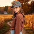 thumbnail image 6 of Autumn Foliage Vintage Washed Thanksgiving Baseball Cap, Comfort Adjustable Breathable Hat With Delicate Maple Leaf Acorn Botanical Embroidery, Outdoor Casual Sun Hat Cute Gifts for Women for Her, 6 of 6
