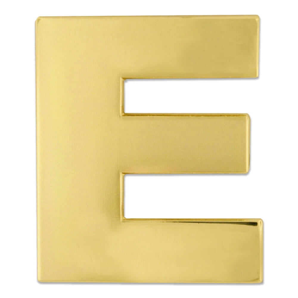 PinMart's Gold Plated Alphabet Letter E Lapel Pin