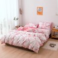 thumbnail image 4 of Juego de 3 uds. De funda de edredón veteado de poliéster, funda de almohada, juego de cama tamaño doble europeo (rosa), 4 of 8