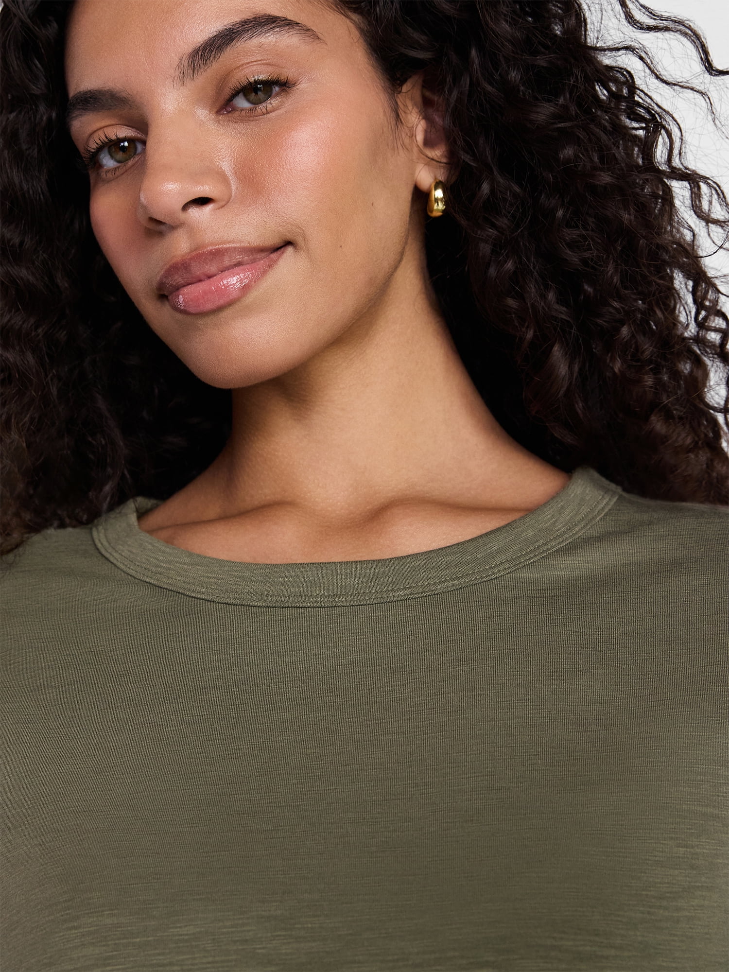Time and Tru Women's Boxy Slub Tee with Short Sleeves, Sizes XS-XXXL